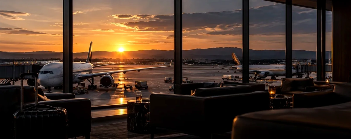 Airport lounge image representing rewards costs and interest